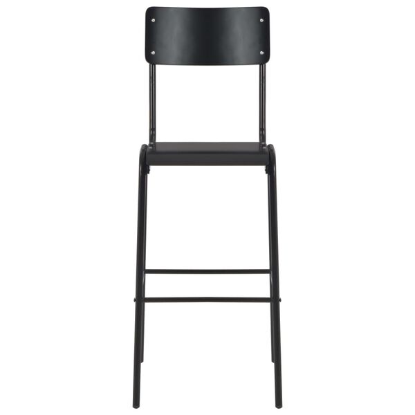 vidaXL Chaises de bar lot de 2 noir contreplaqué solide et acier