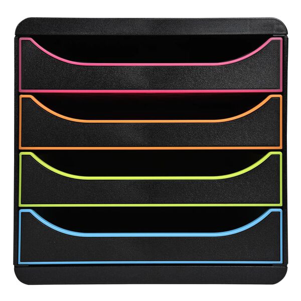 Exacompta Set de tiroirs de bureau Big-Box Black Office 4 tiroirs Noir