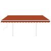vidaXL Auvent manuel r&eacute;tractable avec poteaux 4,5x3,5 m Orange marron