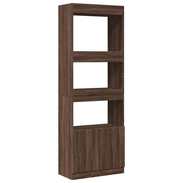 vidaXL Buffet haut 63x33x180 cm ch&ecirc;ne marron bois d'ing&eacute;nierie