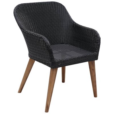 vidaXL Chaises d'extérieur lot de 2 avec coussins Résine tressée Noir