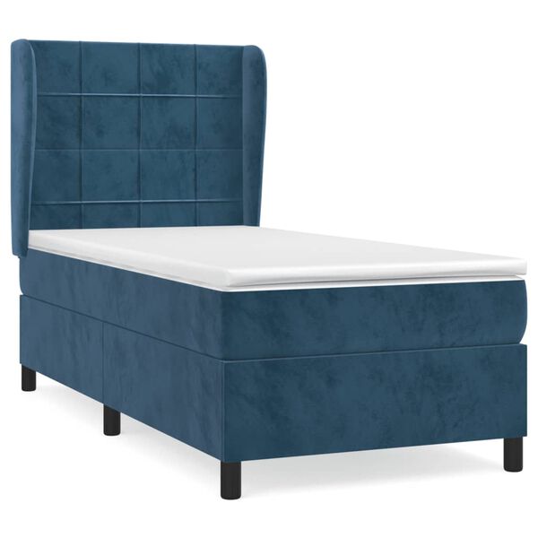 vidaXL Sommier &agrave; lattes de lit avec matelas Bleu fonc&eacute; 90x200 cm