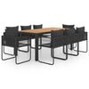 vidaXL Ensemble &agrave; manger de jardin 9pcs PVC r&eacute;sine tress&eacute;e noir marron
