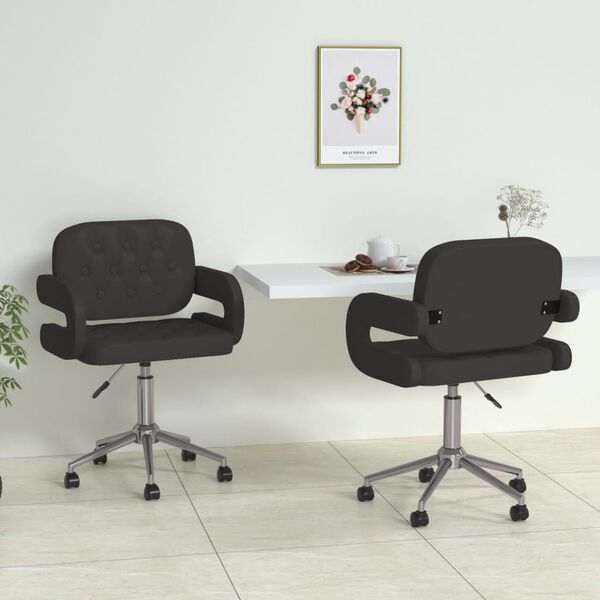 vidaXL Chaises pivotantes &agrave; manger lot de 2 noir similicuir