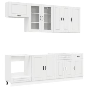 vidaXL Unit&eacute; de cuisine PORTO 8 pc Blanc brillant Bois d'ing&eacute;nierie