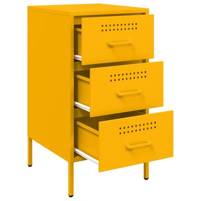 vidaXL Table de chevet jaune moutarde 36x39x68 cm acier laminé à froid