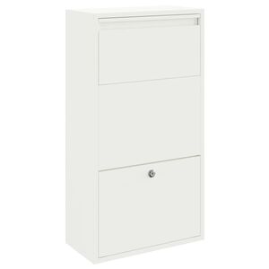 vidaXL Bo&icirc;te de d&eacute;p&ocirc;t de colis avec porte Blanc 44 x 22 x 82 cm Acier