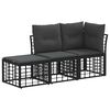 vidaXL Ensemble de canap&eacute;s d'ext&eacute;rieur 3 pc Noir Polyester
