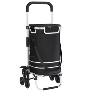 vidaXL Trolley de shopping 1 Noir 47 x 39 x 100,5 cm Tissu Oxford