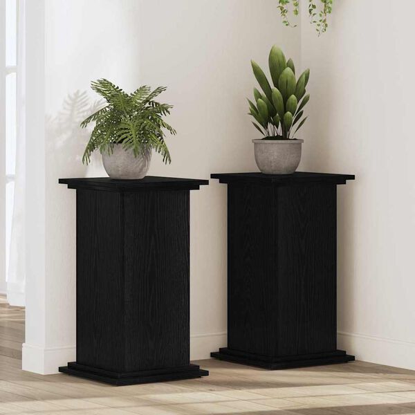 vidaXL Support de Plante Ch&ecirc;ne noir 33 x 33 x 60 cm Bois d'ing&eacute;nierie