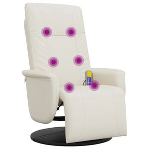 vidaXL Fauteuil inclinable de massage et repose-pieds cr&egrave;me similicuir