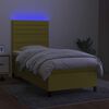 vidaXL Sommier &agrave; lattes de lit avec matelas et LED Vert 90x200cm Tissu