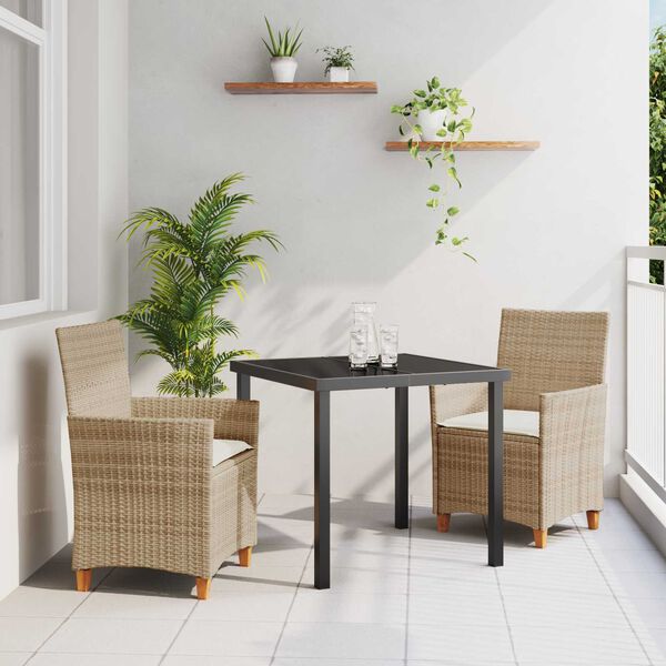 vidaXL Ensemble de salle &agrave; manger pour jardin 3 pcs Beige polyrotin