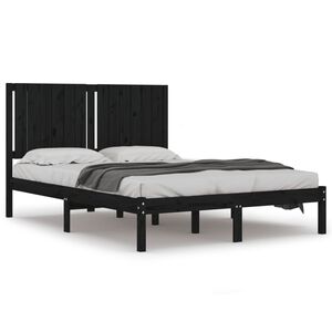 vidaXL Cadre de lit sans matelas noir 140x190 cm bois de pin massif