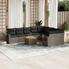 vidaXL Salon de jardin avec coussins 10 pcs gris r&eacute;sine tress&eacute;e