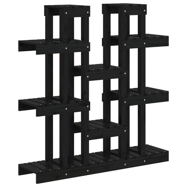 vidaXL Support &agrave; plantes Noir 104,5x25x109,5 cm Bois massif de pin