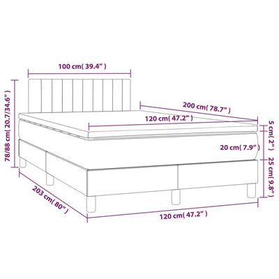 vidaXL Sommier à lattes de lit avec matelas Noir 120x200 cm Tissu