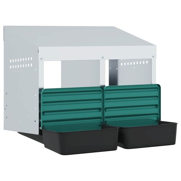 vidaXL Nichoir &agrave; poules 2 compartiments, fixation murale, acier galvanis&eacute;