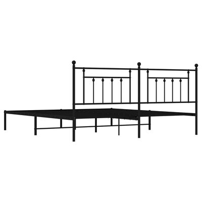 vidaXL Cadre de lit métal sans matelas avec tête de lit noir 193x203cm