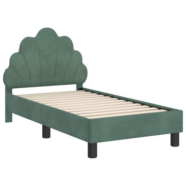vidaXL Cadre de lit pour tout-petit avec t&ecirc;te de lit Vert Mer Velours