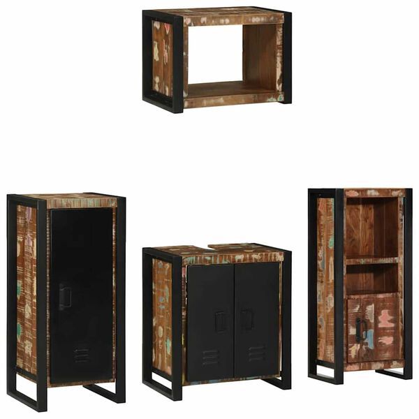 vidaXL Ensemble de mobilier de salle de bain 4 pcs Bois Recycl&eacute; Solide