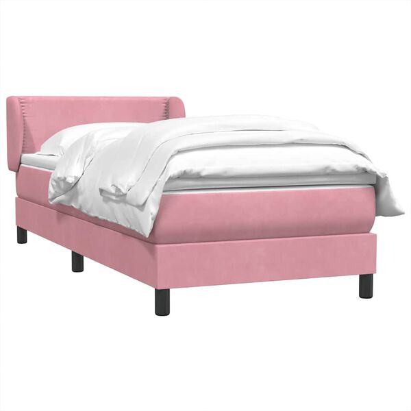 vidaXL Sommier &agrave; lattes de lit avec matelas rose 100x220 cm velours