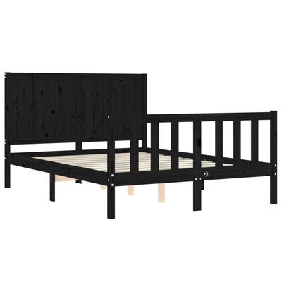 vidaXL Cadre de lit sans matelas noir 140x190 cm bois de pin massif