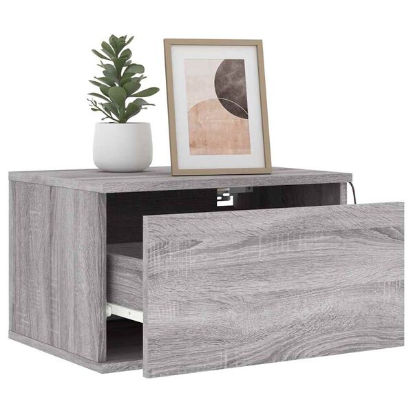 vidaXL Tables de chevet murales avec lumi&egrave;res LED 2 pcs sonoma gris