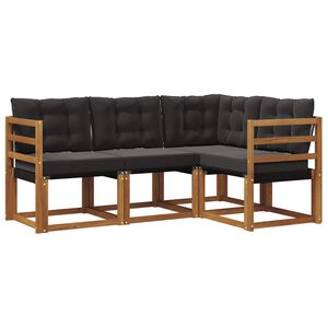 vidaXL Ensemble de canap&eacute;s d'ext&eacute;rieur 4 pc Naturel et Noir