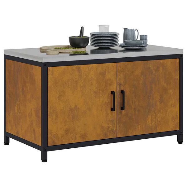 vidaXL Rangement de cuisine avec &eacute;tag&egrave;re Rouill&eacute; 60 x 50 x 92 cm Acier