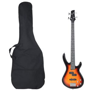 vidaXL Guitare basse &eacute;lectrique de d&eacute;butants sac brun et noir 4/4 46