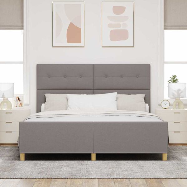 vidaXL Cadre de lit avec t&ecirc;te de lit Taupe 180 x 200 cm tissu