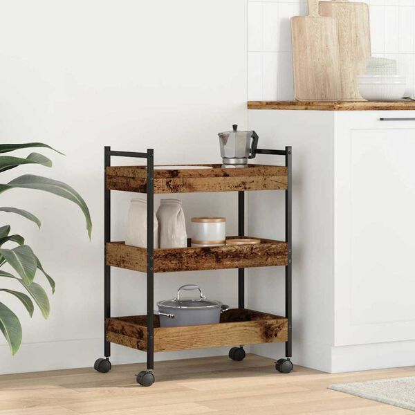 vidaXL Chariot de cuisine Bois ancien 50 x 30 x 70 cm