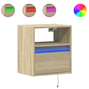 vidaXL Meuble TV mural avec lumi&egrave;res LED ch&ecirc;ne sonoma 41x31x45 cm