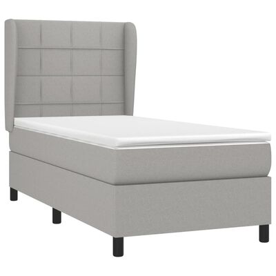 vidaXL Sommier à lattes de lit avec matelas Gris clair 90x200 cm Tissu