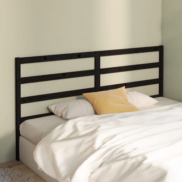 vidaXL T&ecirc;te de lit Noir 206x4x100 cm Bois massif de pin