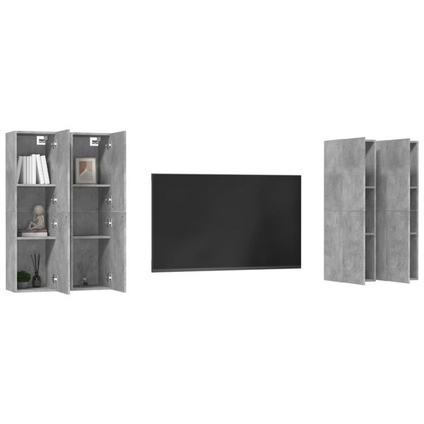 vidaXL Meubles TV 4 pcs Gris béton 30,5x30x110 cm Bois d'ingénierie