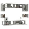 vidaXL Ensemble de meubles TV 8 pcs Gris b&eacute;ton Bois d'ing&eacute;nierie
