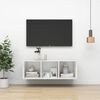 vidaXL Meuble TV mural Blanc brillant 37x37x107 cm Bois d&rsquo;ing&eacute;nierie