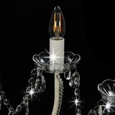 vidaXL Lustre avec perles Blanc 12 ampoules E14