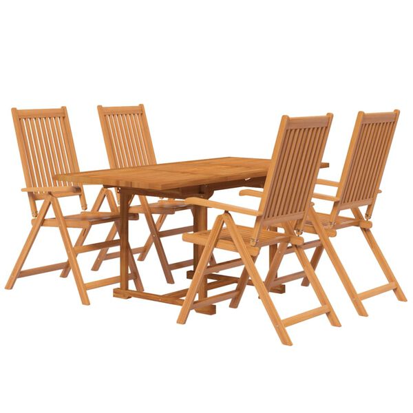 vidaXL Ensemble &agrave; manger de jardin 5 pcs Bois d'acacia massif 120-170 cm