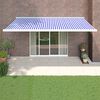 vidaXL Auvent r&eacute;tractable bleu et blanc 5x3 m tissu et aluminium