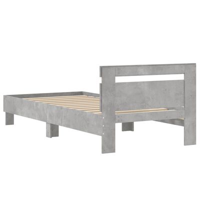 vidaXL Cadre de lit sans matelas avec tête de lit gris béton 75x190 cm