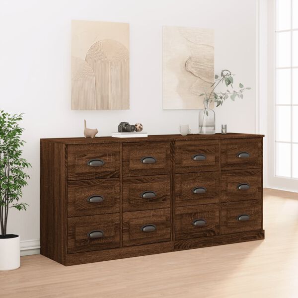vidaXL Buffets 2 pcs ch&ecirc;ne marron bois d'ing&eacute;nierie