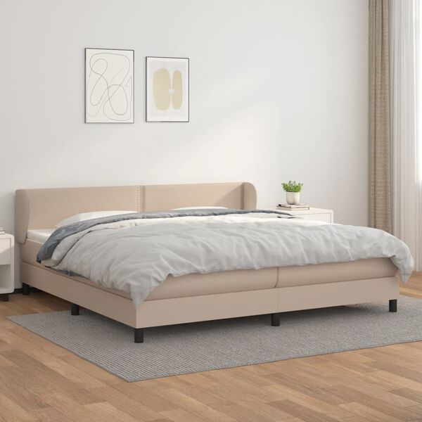 vidaXL Sommier &agrave; lattes de lit avec matelas Cappuccino 200x200 cm
