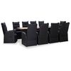 vidaXL Ensemble &agrave; manger d'ext&eacute;rieur 11 pcs R&eacute;sine tress&eacute;e acacia Noir