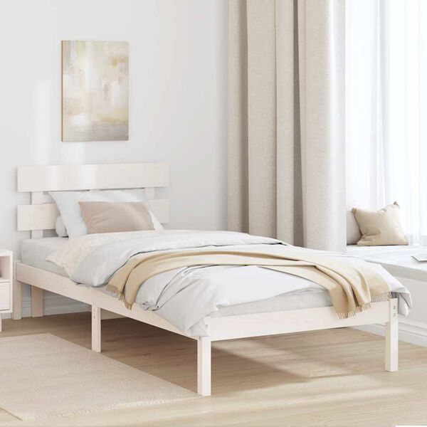 vidaXL Cadre de lit Blanc 100 x 200 cm Bois de pin massif