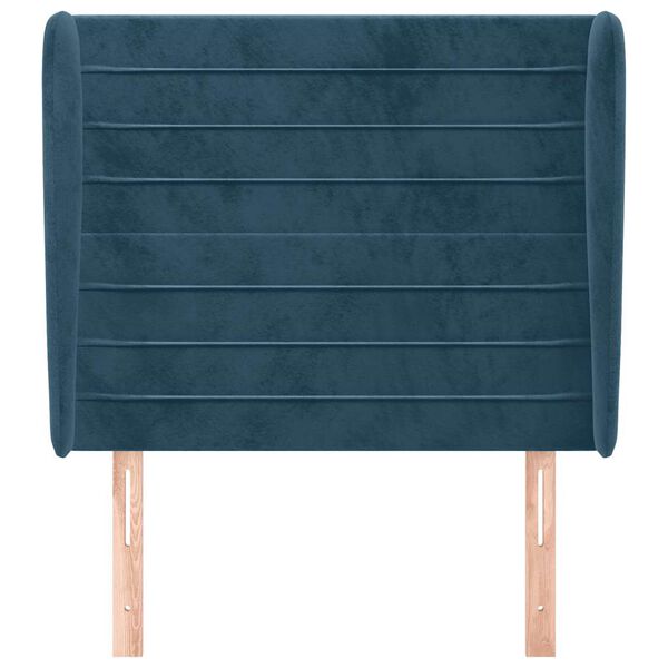 vidaXL T&ecirc;te de lit avec oreilles Bleu fonc&eacute; 93x23x118/128 cm Velours