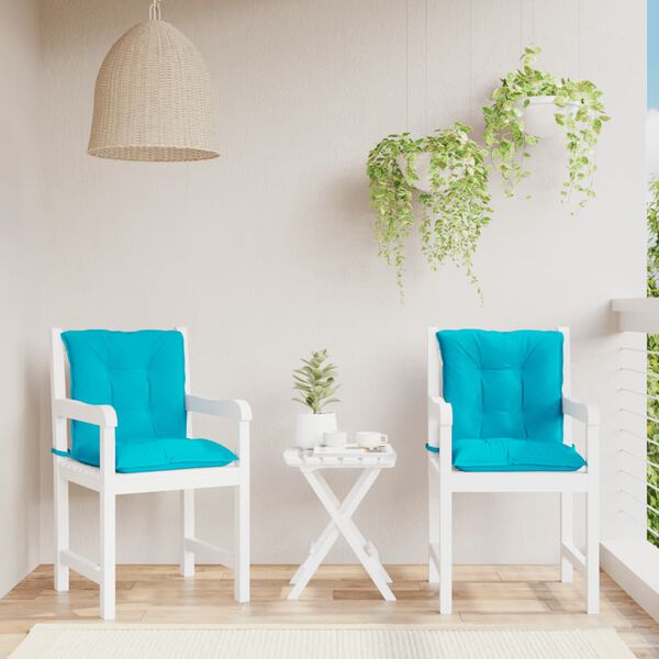 vidaXL Coussins de chaise de jardin &agrave; dossier bas lot de 2 turquoise