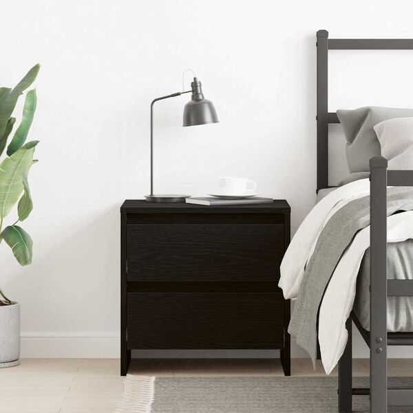 vidaXL Cabinet de chevet avec tiroir Ch&ecirc;ne noir 45 x 34 x 44,5 cm